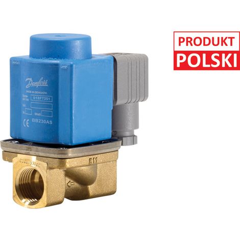 Electroválvula de cierre EV220B 10B NC, G 1/2", 0,1-20/10 bar, Kv 1,5 m³/h, latón/EPDM, sin bobina, certificado PZH (1/2)