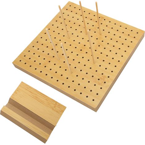 Plaque de blocage en bois pour crochet Tetragonum avec 6 épingles, diamètre de trou 3 mm, idéale pour débutantes et mamans (1/5)