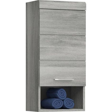 homes&jones Soul bagno, armadio da bagno, armadio, pensile, materiale in legno, argento fumé, 37 x 79 x 24 cm (1/5)