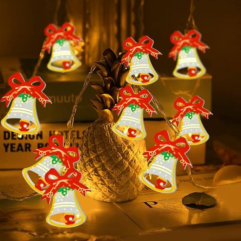 DOLASO 10 Weihnachtslichter, LED-Lichterkette, marokkanische LED-Lichterkette, Innenbeleuchtung, Girlanden, LED-Vorhanglichter, Dekoration für Weihnachten (Glocken) (1/5)