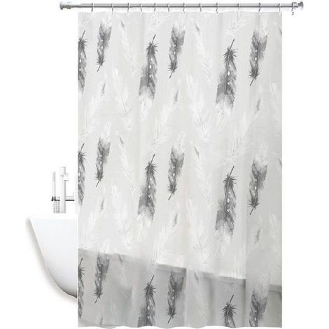 TrAdE Shop Traesio - Tenda Doccia Impermeabile Tessuto Pvc 12 Ganci In Plastica Piume 180x220cm 69509 - (1/2)