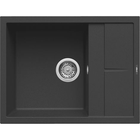 Lavello Elleci Incasso 1 vasca 65x50 Unico 125 Granitek Nero LGU12540 (1/3)