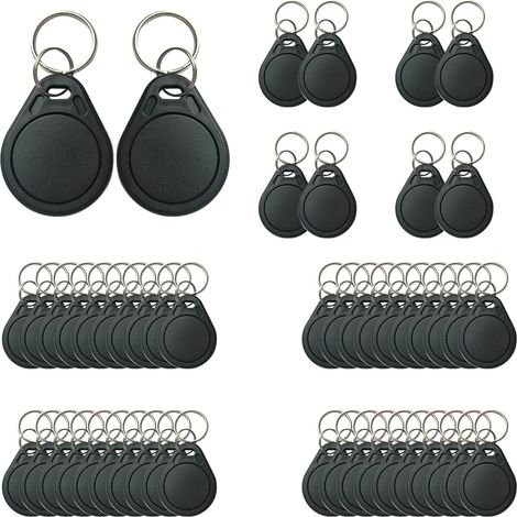 50 Porte-clés RFID, ABS Noir, 13,56 MHz, ISO14443A, MIFARE Classic 1K, pour Contrôle d'Accès (1/5)