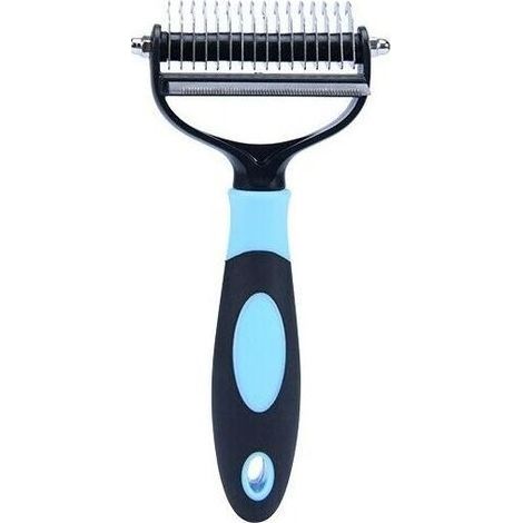 Brosse pour chien/chat, ABS/acier inoxydable, 18x9x3 cm, noir/bleu (1/5)