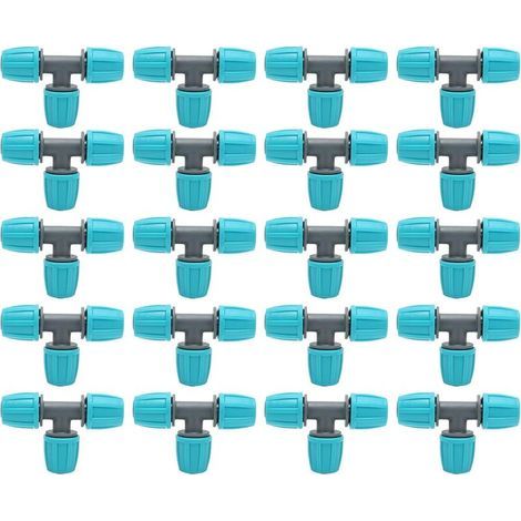 20 conectores en T con púas, conectores de manguera con púas de 16 mm, conectores de tubo para riego por goteo, adaptadores de manguera de 3 vías para riego de plantas de jardín (1/5)