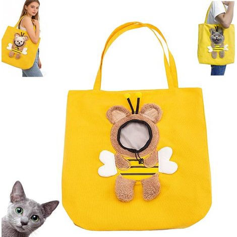 Trasportino per gatti, cestino da viaggio, box per animali domestici, zaino per gatti, piccola borsa per gatti a forma di ape, taglia M. Consigliato per cani di peso inferiore a 2,7 kg / gatti di peso (1/5)