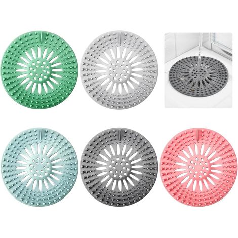 5 x Filtre Cheveux Baignoire en Silicone, Attrape Cheveux Douche et Lavabo (1/5)