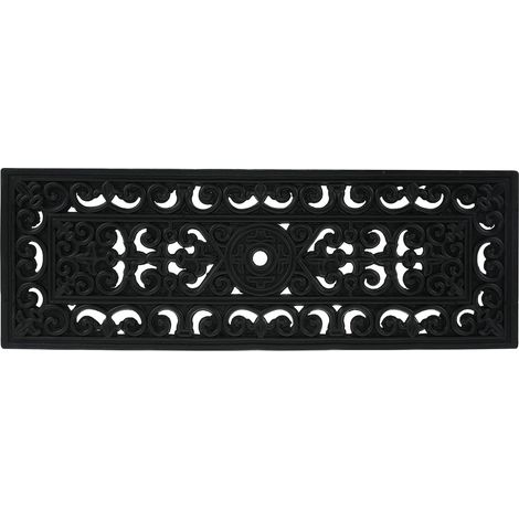 Paillasson de Marche Caoutchouc, Tapis Porte entrée, extérieur, intérieur, Ornement, antidérapant, 75x25, Noir (1/5)