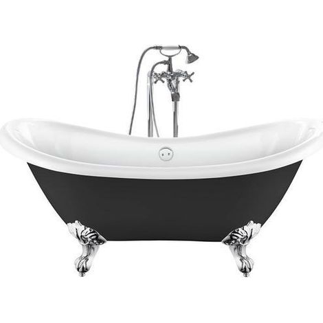 Bañera con patas DARLINGTON NEGRA 175 cm patas ÁGUILA CROMADAS