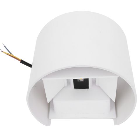 Aplique LED de pared para exteriores de 12 W, resistente al agua IP65, de aluminio, iluminación dirigida hacia arriba y hacia abajo, CA 85–265 V, carcasa blanca, luz blanca cálida. (1/5)