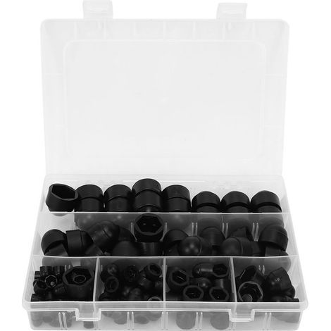 145 Stück schwarze PE-Sechskantmutterkappen, industrielle Schraubenschutz-Zubehörteile M4-M12 Art.-Nr. WJ-10-0005 (1/5)