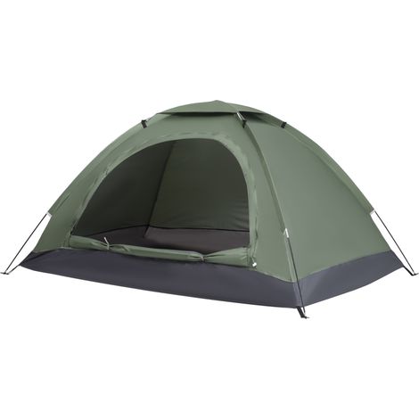 Tente de camping igloo avec porte zippée, moustiquaire et fenêtres en filet, 206 x 152 x 110 cm, verte