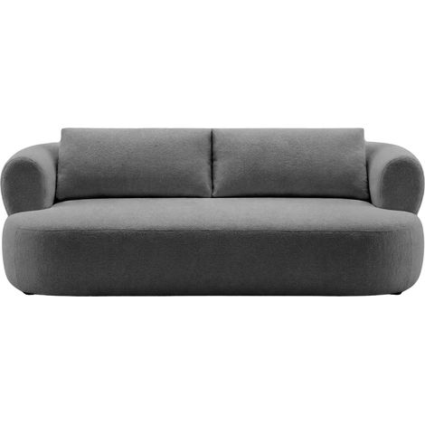 ELLY - Canapé droit tissu chenille 3 places Gris foncé (1/5)