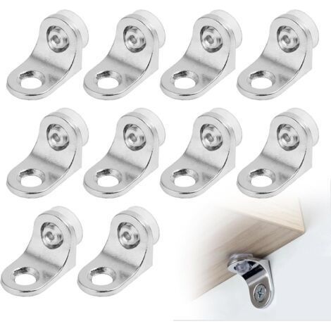 Lot de 10 équerres d'angle robustes en acier inoxydable pour étagères droites à 90 degrés en forme de L Supports d'étagère de placard en métal (1/5)