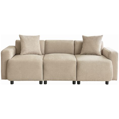 Canapé 3 places chenille design moderne avec coussins