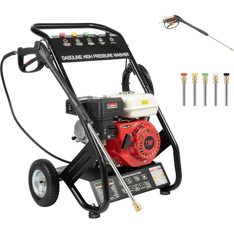 Nettoyeur Haute Pression Thermique 190 Bar 8,71 L/Min, 2200 PSI 7,5 CV 4 Temps Moteur avec 5 Buses et Tuyau de 10 m, Portable pour Terrasse Jardin Auto, Fonctionnement continu de Charge Lourde (1/5)