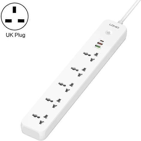 Compatible avec la multiprise de voyage/maison/bureau à 5 prises LDNIO SC5319, avec port USB 38W, longueur du câble : 2 mètres. (1/5)
