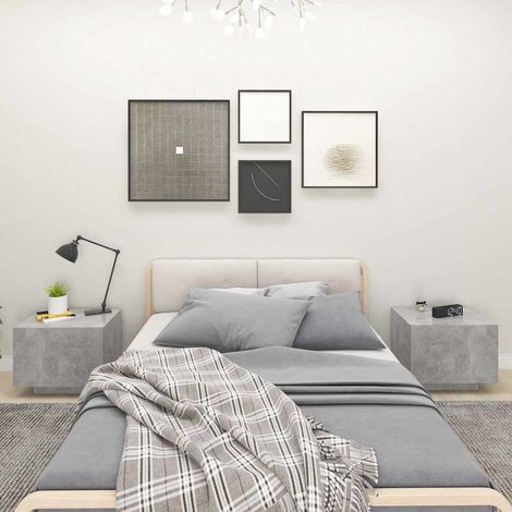 Table de chevet flottante-Table de nuit gris béton 100x35x40 cm bois d'ingénierie 930074 (1/5)