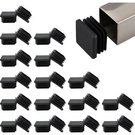 Beyamis Lot de 32 bouchons carrés de 32 mm pour tuyaux, protection pour pieds de chaises et meubles, cache-poteaux de garde-corps, embouts de protection en plastique multi-usages (1/4)