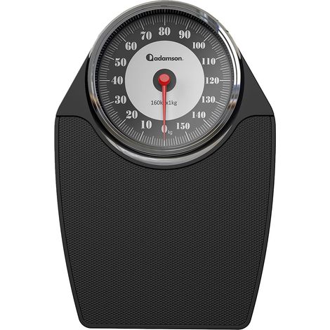 Pèse-Personne Mécanique - Jusqu'à 160 kg - Chiffres Extra Larges Surface Antidérapante en Caoutchouc Strié, Cadran Contrasté, sans Piles, à Calibrer Avant Utilisation - Noir (1/5)