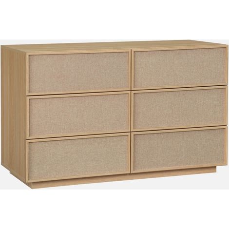 Cómoda efecto madera y tela con 6 cajones (1/5)