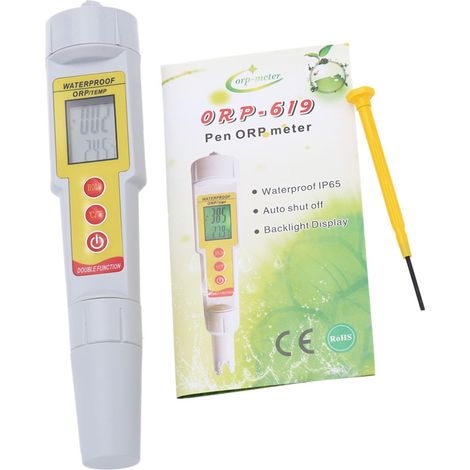 Stylo ORP/TEMP-mètre avec écran rétroéclairé, analyseur portable de potentiel d'oxydoréduction pour industrie et laboratoire, redox-mètre pour contrôle qualité eau potable domestique (1/4)