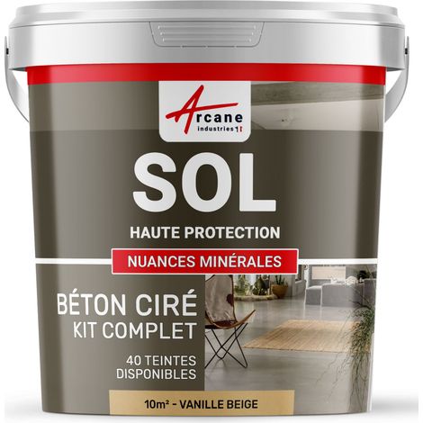 Béton ciré sol en kit Primaire et vernis de finition inclus - 10 m² (en 2 couches) Vanille Beige - ARCANE INDUSTRIES