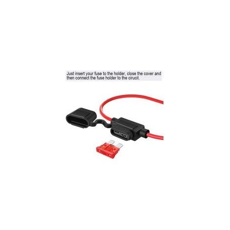 5pcs 16AWG Porte-fusibles Moyen Lame Enfichable Etanche avec Fil, DC 32V 20A Add-A-Circuit pour Camion Voiture, avec 6 pièces de Fusible à Lame Standard et 1 pièce de Extracteur de Fusible (1/4)