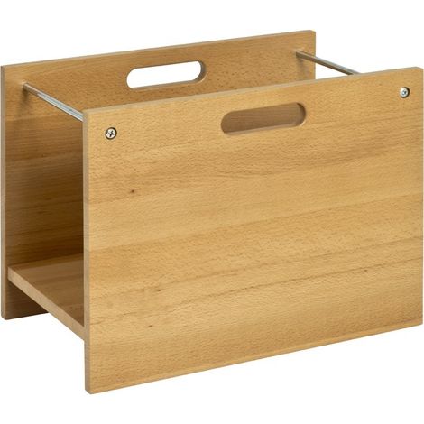 Porte-journaux en hêtre massif avec poignées, porte-revues portable, panier à magazines en bois - Dimensions : L 40 x H 30 x P 25 cm, Style : Moderne (1/5)