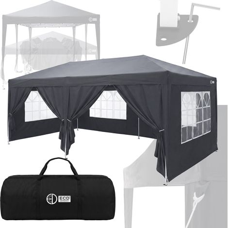 ECD Germany Pavillon 3x6 Wasserdicht Stabil Winterfest, Pop Up Faltpavillon, Gartenpavillon faltbar mit 6 Seitenwänden, Partyzelt klappbar, UV Schutz 50+, Gartenzelt für Outdoor Camping, Anthrazit (1/5)
