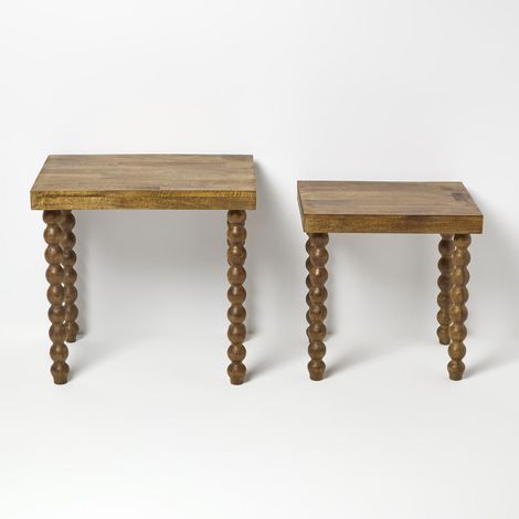 HOMESCAPES Wooden Coffee Table, Set of 2, Premium Small Side Table, For Living Room, Bedroom, Office & Hallways, Rectangular (1/5)