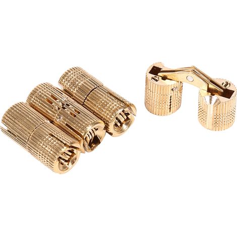 Lot de 4 Charnières Encastrables en Cuivre pour Porte de Meuble, 10 mm, Paumelles Cylindriques pour Plan de Travail, Projet DIY (1/5)