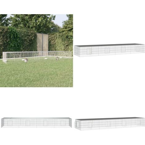 Cage à lapin 4 panneaux 433x109x54 cm Fer galvanisé - Cage À Lapin - Clapier Lapin - Abri Lapin - Animal Domestique - Ronronneur - Home & Living (1/5)