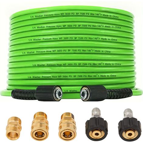Tuyau d'extension pour nettoyeur haute pression – 3200 PSI, conception anti-nœuds (50 pieds x 1/4 pouce) (1/5)