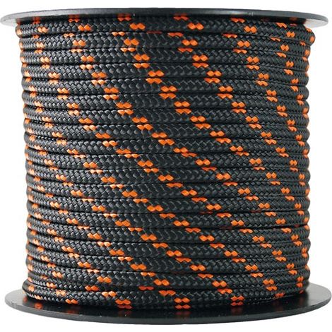 CHAPUIS - Tresse polyester/polyamide noir/orange Ø3mm 200kg bobine 25m
