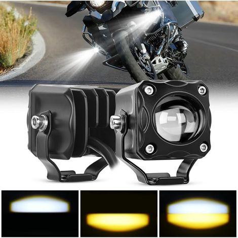 1,7-Zoll-Motorrad-Zusatzscheinwerfer, weiß-gelb, Spot- und Nebelscheinwerfer, LED-Pods, IP67 wasserdicht, Offroad-Zusatzbeleuchtung für Motorrad, Dirtbike, E-Bike, Roller, Schneemobil, ATV, UTV, SUV, (1/5)