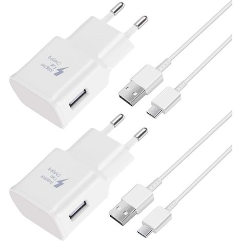 2er-Pack Schnellladegerät, 1,2 m Kabel, kompatibel mit Samsung Galaxy S22, S21, S20, S8, S10, S9 Plus, Note 7, 8, 9, 10, A53, LG, HTC (2er-Pack/Schwarz)