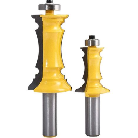 FENOPLASTICA2 Pièces Jeu D'embouts de Toupie pour Main Courante, Fraise à Graver pour Main Courante D'escalier avec Bande de Chant, Outils de Fraisage pour le Travail du Bois à Queue de 1/2 Pouce (1/4)