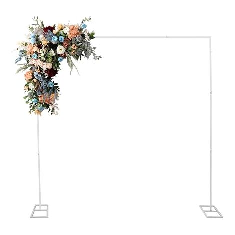 Structure de support pour arc de mariage, décoration en métal de 2,4x2,4m, arc à ballons en métal, cadre métallique pour arc de mariage, arc de jardin pour fête, arc nuptial de mariage (Blanc) (1/5)