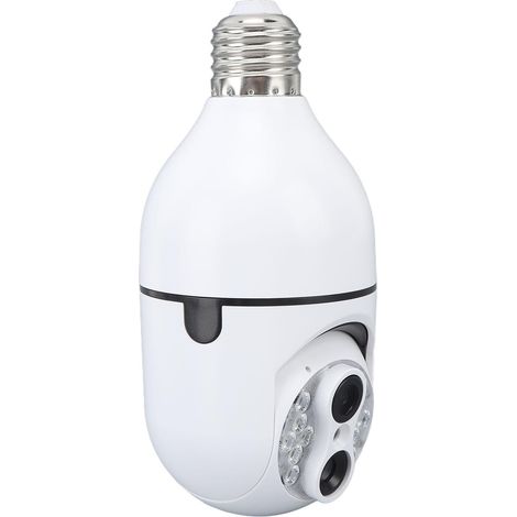 Caméra de sécurité à double objectif WiFi panoramique 360° avec suivi humain par IA et ampoule intégrée 110-240 V (1/5)