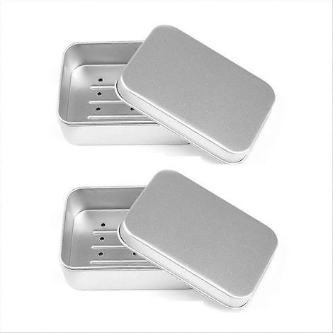 2 porte-savons en aluminium avec égouttoir, résistants à l'humidité. (1/5)