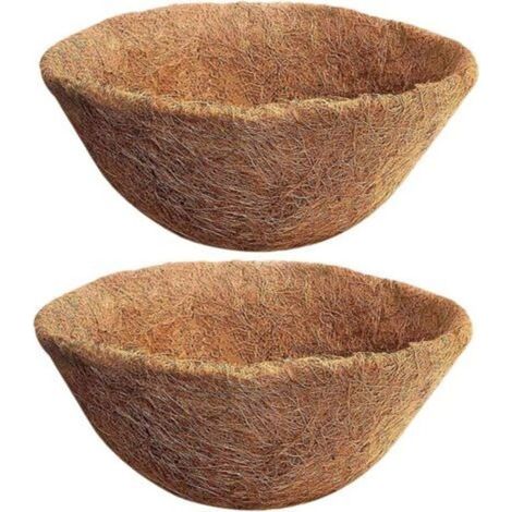 Lot de 2 Doublure en Fibre de Coco Naturelle pour Pot de Fleurs 35 cm Panier Suspendu pour Pots de Fleurs Remplacement en Fibre de Coco pour jardinière