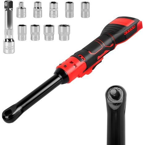 Clé à cliquet sans fil 3/8" pour batteries Milwaukee M18 18 V, tige rallongée de 16 cm, 320 tr/min, 80 N.m, clé à cliquet électrique avec lumière LED et 8 douilles (1/5)