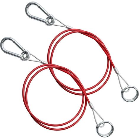 Lot de 2 câbles de sécurité pour remorque 1m x 4mm, 300kg, acier inoxydable (1/5)