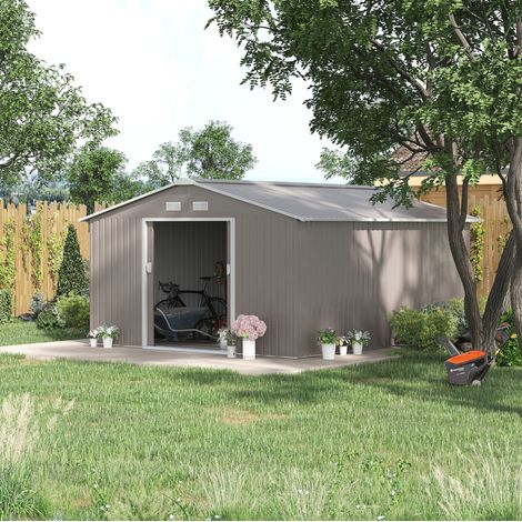 Gartenhaus aus verzinktem Stahl 340 x 386 x 200 cm, grau OKMYHOME (1/5)