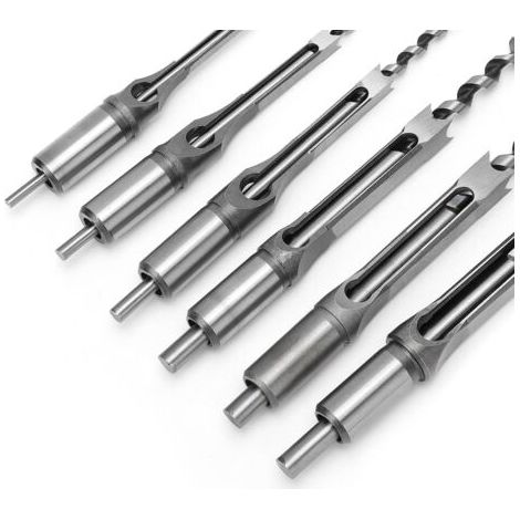 Lot de 6 Forets à Trou Carré, Bédanes Creux en Acier Outils de Menuiserie Set pour Scie Cloche Carrée Forets à Bois Trou Carré Foret Trou de Perçage Mortaiser Burin