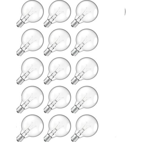 Ampoules G40 lot de 15 – E12 7W 60 lm – Filament étanche – Pour guirlandes et décorations intérieures/extérieures – Lumière ambre (1/5)