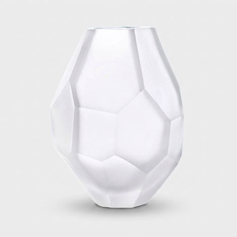 Vase décoratif en verre Made in Italy H 30 cm Ice - Blanc (1/2)
