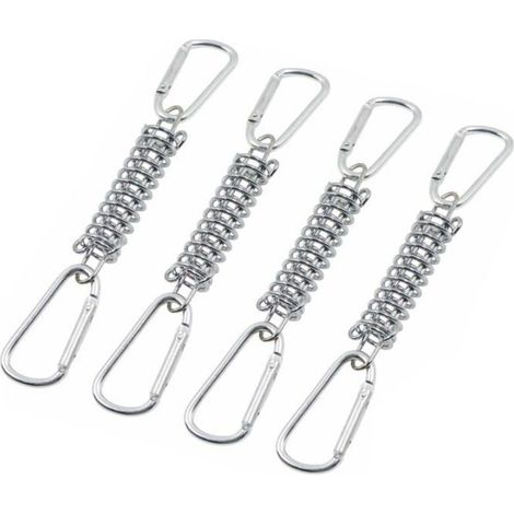 Befestigungsset mit Spannfederschlaufe für Sonnensegel, Zubehör für Sonnensegelbefestigungen, 4 Schraubenfedern, 8 Karabinerhaken, 4 Stück