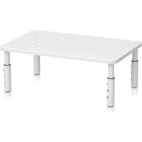 Support d'écran (370 x 235 mm), réglable en hauteur sur trois niveaux, pour ordinateur portable et imprimante, surface ventilée, blanc. (1/5)